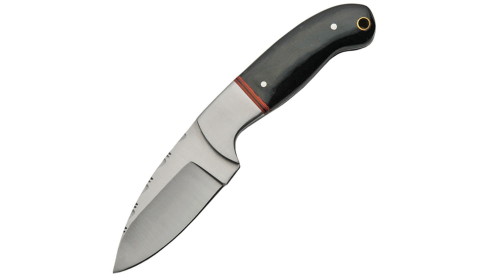 Pakistan 7.13In Skinner Fixed Blade Knife, 7.13in Overall, 3in Satin SS Blade, Horn Handle, SS Bolster, Brown Leather Belt Sheath, 203407-HN