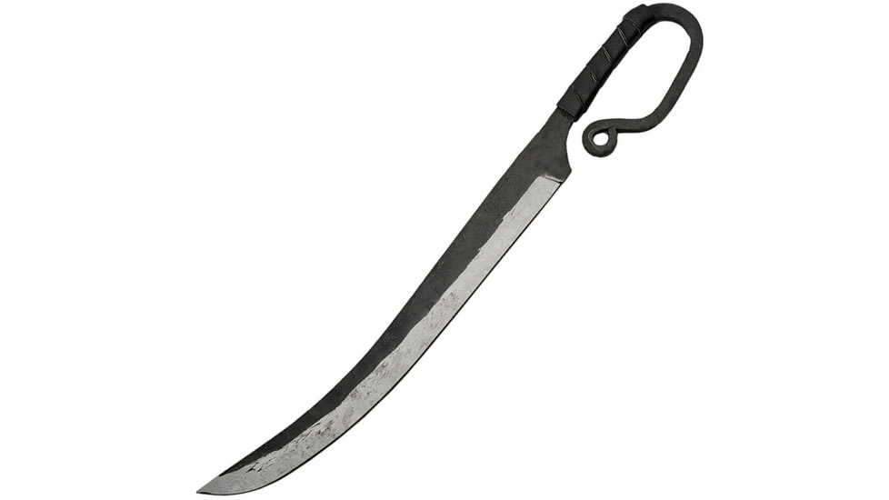 Pakistan Antique Style Sword, 22in Overall, 12.5in Carbon Steel Blade, Leather Wrapped Handle, One-Piece Construction, Black Leather Sheath, HS-7899