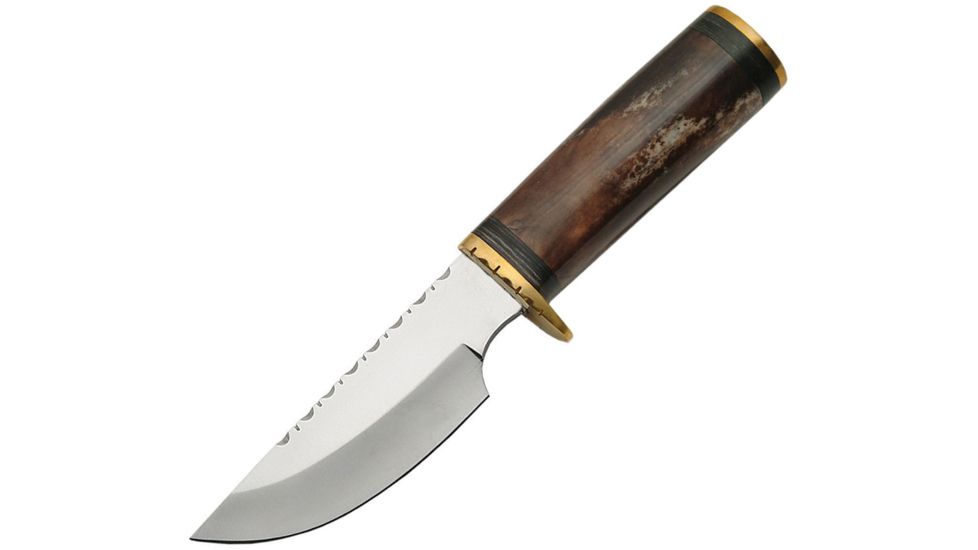 Pakistan Bone Handle Skinner Fixed Blade Knife, 4.125in, Clip Point, Brown, Bone Handle PA8004BR