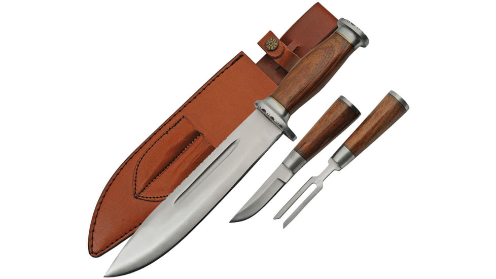 Pakistan Bowie Combo Knife, Brown wood handle, 203415