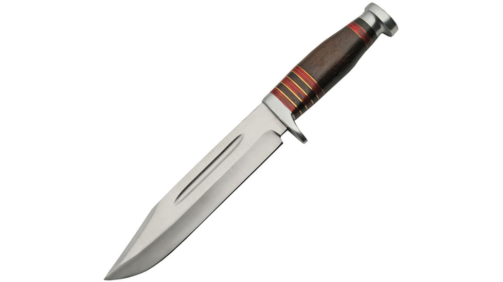 Pakistan Bowie Knife, 8 satin finish stainless clip point blade, Wenge wood handle, 203417