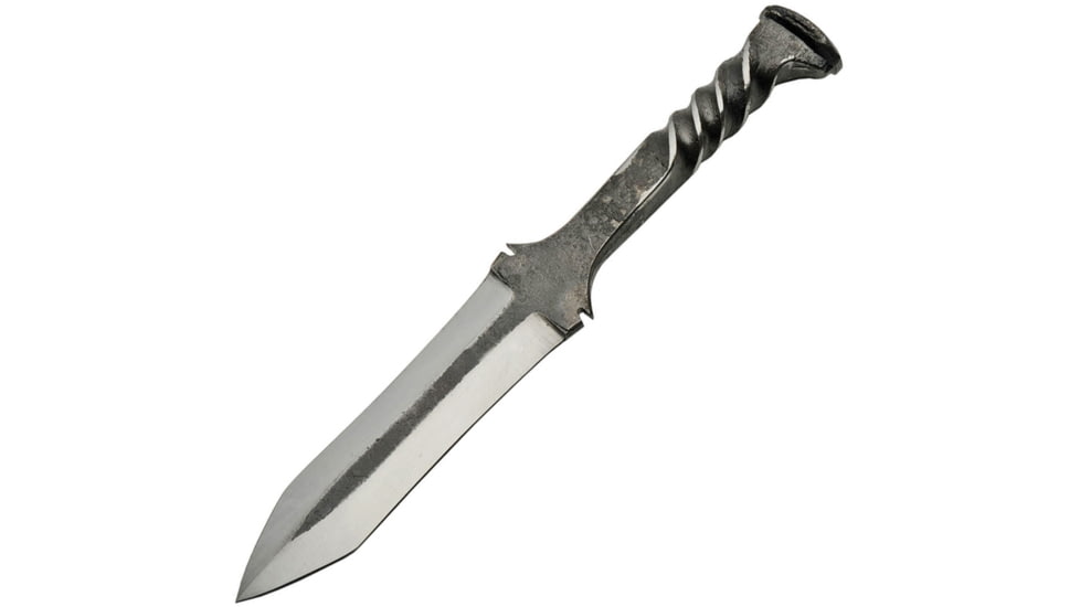 Pakistan Railroad Spike Dagger, 11in Overall, 5.5in Double Edge Blade, Twisted Handle, Brown Leather Sheath, HS-4414