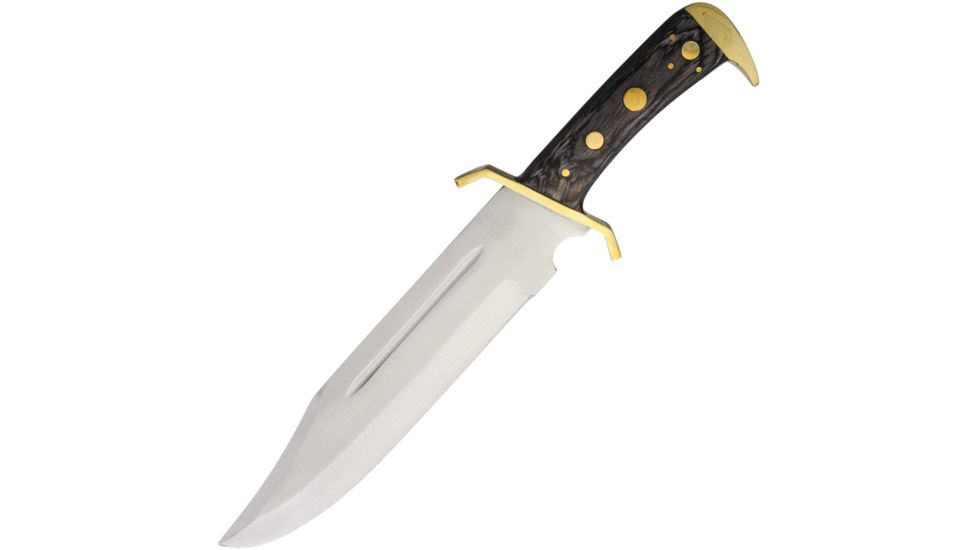 Pakistan Sable Bowie Fixed Blade Knife, 11in, Stainless Steel, Standard Edge, Satin, Black, Pakkawood Handle PA3349