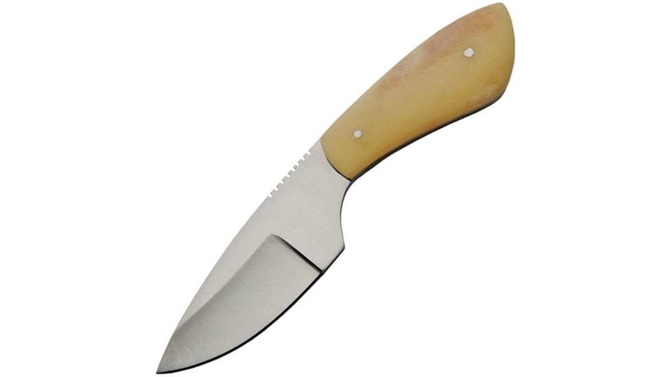 Pakistan Skinner Bone Knife, 3.75 satin finish stainless blade, White smooth bone handle, 203408