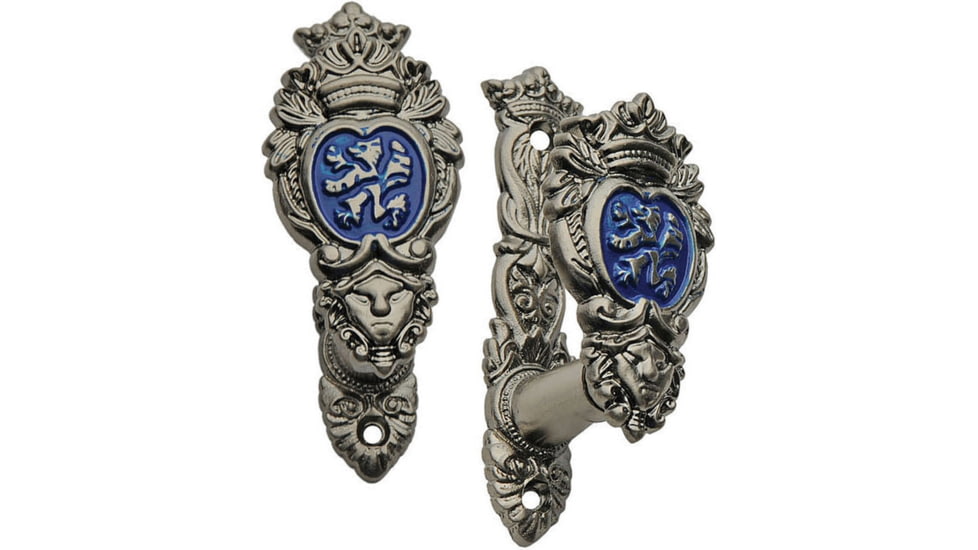 Pakistan Sword Hanger, 3in Adjustable, Blue/Silver Finish, Two Pieces, Perfect For Hanging Any Sword, 203405