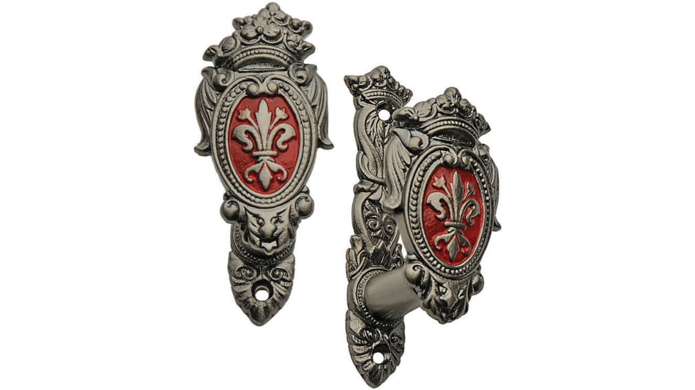Pakistan Sword Hanger, 3in Adjustable, Red And Silver Finish, Two Pieces, Perfect For Hanging Any Sword, 203404