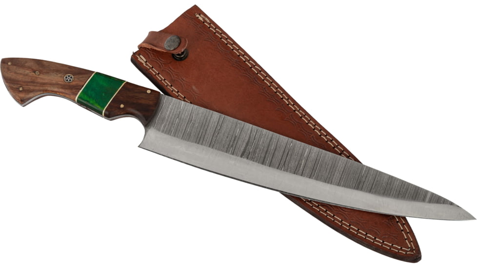 Paladin Fixed Blade Knife, 11in, Damascus Steel, Hardwood, PE-DAM-6017