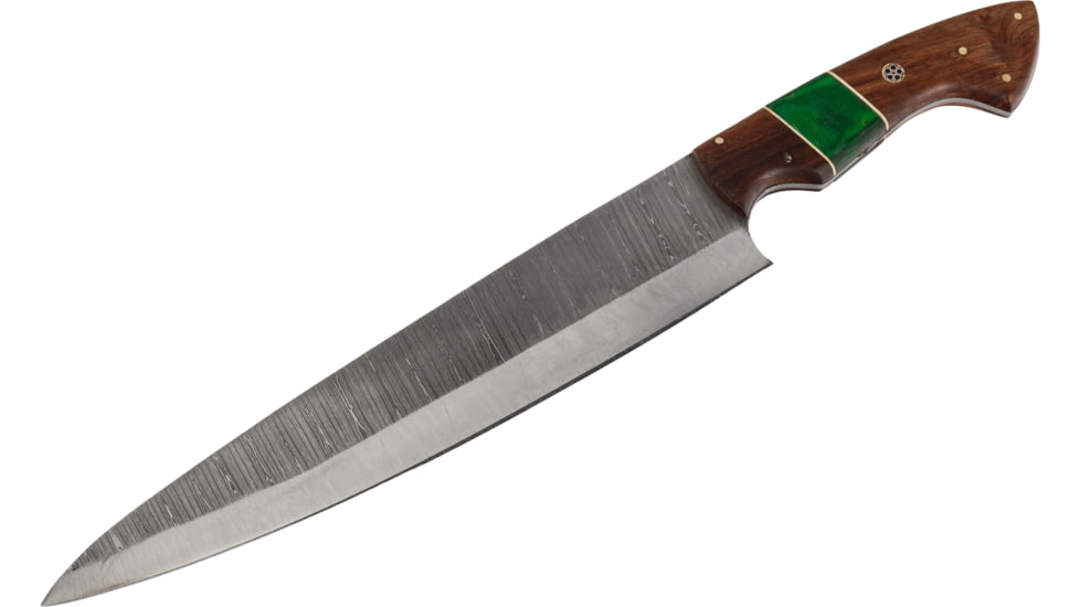 Paladin Fixed Blade Knife, 11in, Damascus Steel, Hardwood, PE-DAM-6017