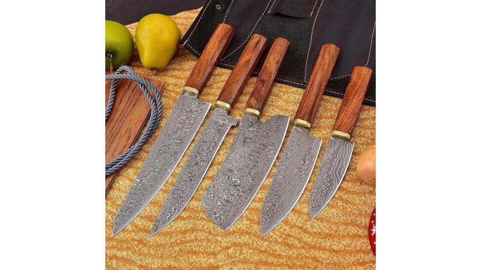 Paladin Japanese Damascus Steel Santonku Chef Knife Set, 5 Pc, PE-5JS-2003