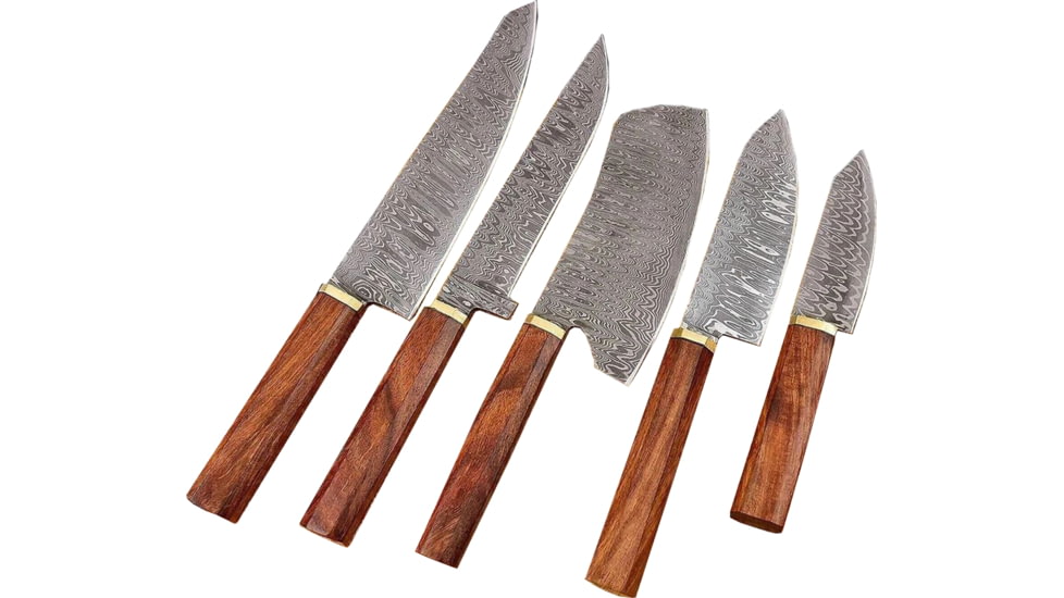 Paladin Japanese Damascus Steel Santonku Chef Knife Set, 5 Pc, PE-5JS-2003