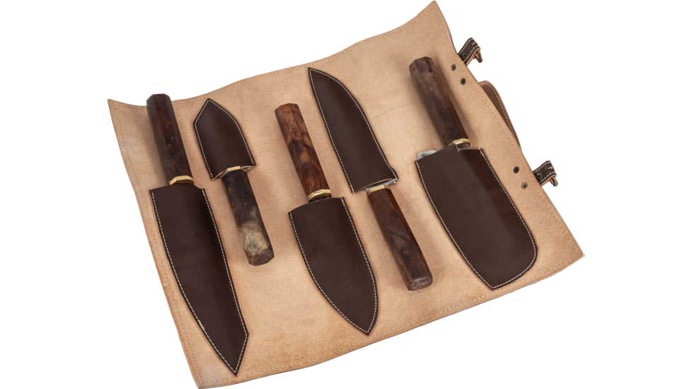 Paladin Japanese Santoku Chef Kitchen Knife Set - 5 Pieces, Damascus, Hardwood, PE-CK-6502