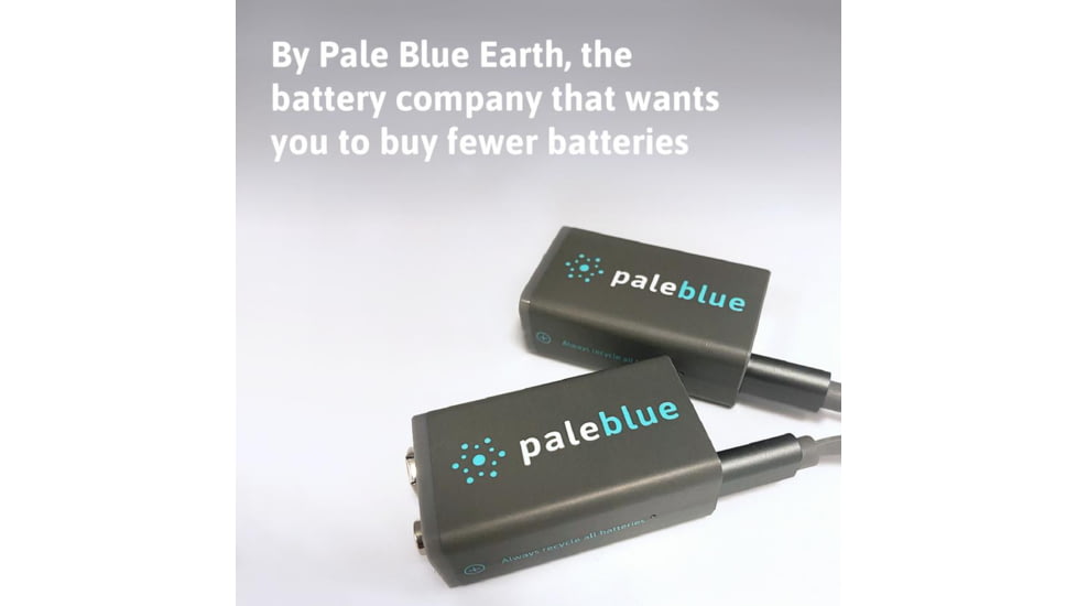Pale Blue Earth Pale Blue Smart Lithium Ion USB Rechargeable 9V Batteries 2 Pack, Gray, PB-9V-C