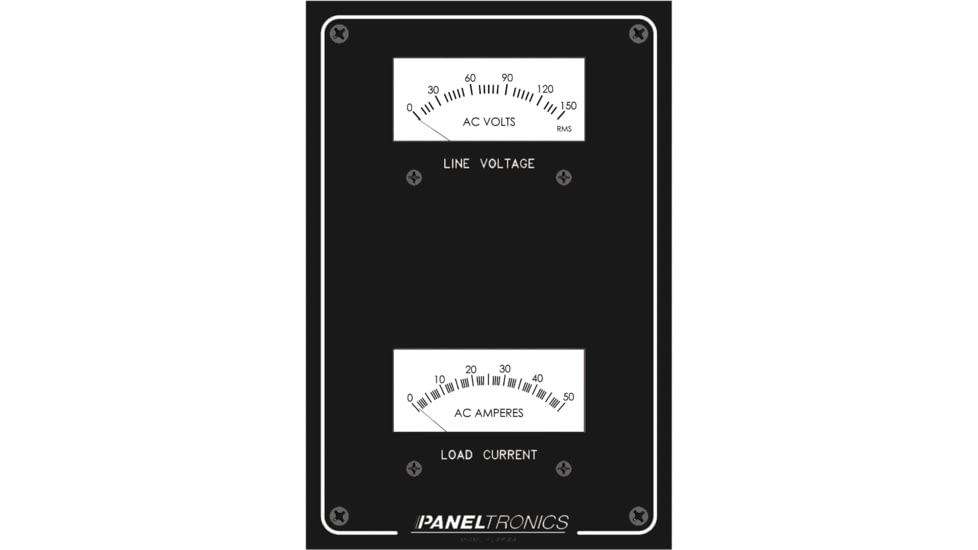 Paneltronics Standard Panel AC Meter - 0-150 AC Voltmeter &amp; 0-50Amp Ammeter 45258