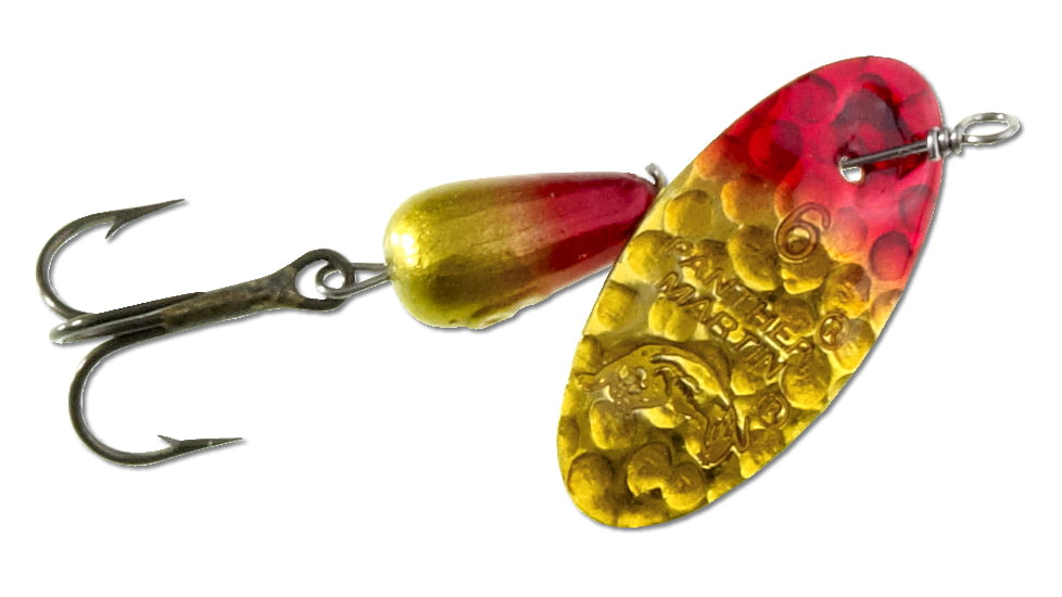 Panther Martin Hammered Regular In-Line Spinner, #2, 1/16 oz, Yellow Red, 2PMHM-HYR
