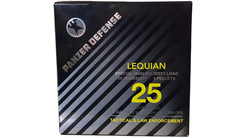 Panzer Arms LEQUIAN Special HV 12 Gauge 2.75in 9 Pellets Buckshot Shotgun Ammunition, 00 Buck, 25 Rounds, 25, PDL0012BS
