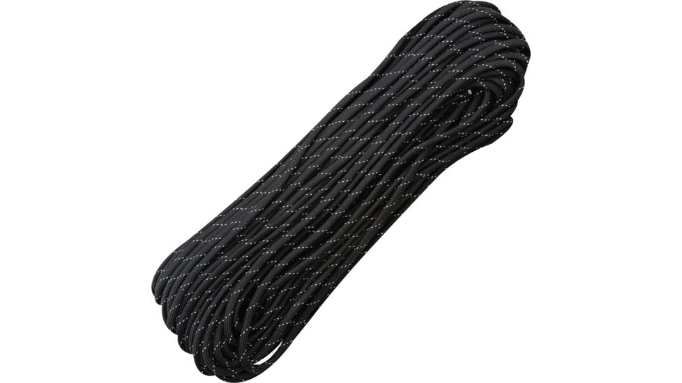 Marbles Parachute Cord,Black w/ Reflective Gray,100 feet RG1059H