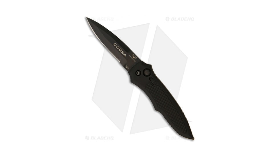 Paragon Cobra Tactical Automatic Folding Knife, 3.50in, 154CM, Spear Point Blade, Aluminum Black Handle, Black/Black, 7.75in, BHQ-6438