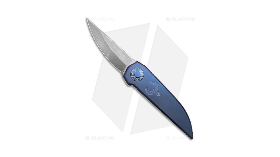 Paragon Phoenix Folding Knife, 3.90in, CPM S35VN Stainless Steel, Spear Point Blade, Titanium Blue Handle, Gray/Blue, 9.45in, BHQ-180181