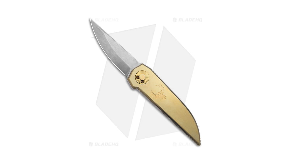 Paragon Phoenix Folding Knife, 3.90in, CPM S35VN Stainless Steel, Spear Point Blade, Titanium Gold Handle, Gray/Gold, 9.45in, BHQ-180186