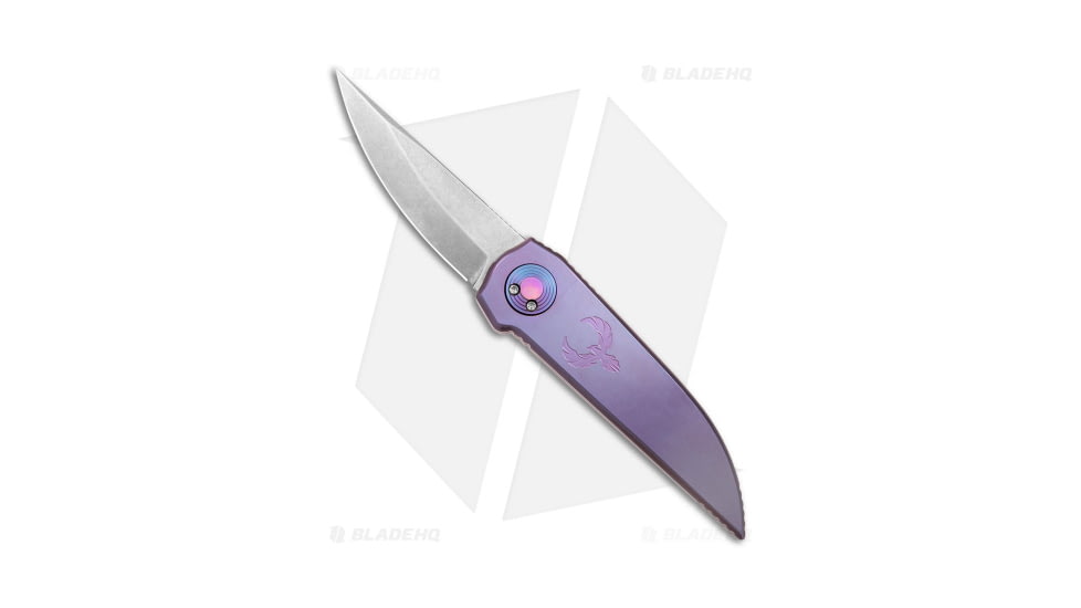 Paragon Phoenix Gravity Folding Knife, 3.90in, CPM S35VN Stainless Steel, Spear Point Blade, Titanium Purple Handle, Gray/Purple, 9.45in, BHQ-180566