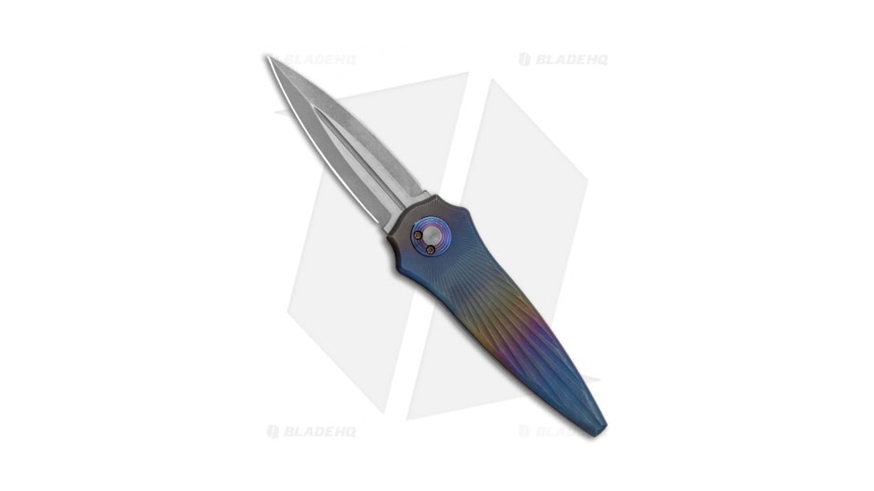Paragon Warlock Enchanter Folding Knife, 3.875in, CPM S35VN Stainless Steel, Dagger Blade, Titanium Spectrum Handle, Rainbow Titanium Starburst, Gray/Gray/Spectrum, 9.375in, BHQ-134906