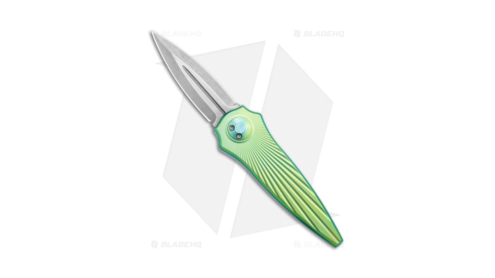 Paragon Warlock Metallic Folding Knife, 3.875in, CPM S35VN Stainless Steel, Dagger Blade, Titanium Blue/Green Handle, Gray/Gray/Blue/Green, 9.375in, BHQ-141500