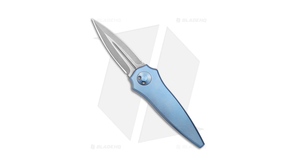Paragon Warlock Metallic Folding Knife, 3.875in, CPM S35VN Stainless Steel, Dagger Blade, Titanium Blue Handle, Gray/Gray/Blue, 9.375in, BHQ-176254