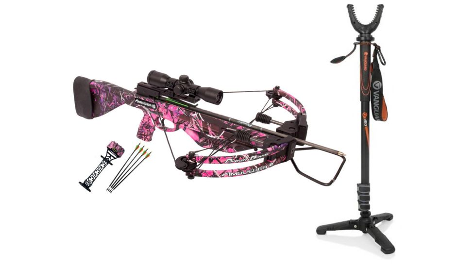 Parker Ambusher Crossbow Pkg., Muddy Girl w/4X MR Scope, X311-MR W/ Vanguard Veo Shooting Stick
