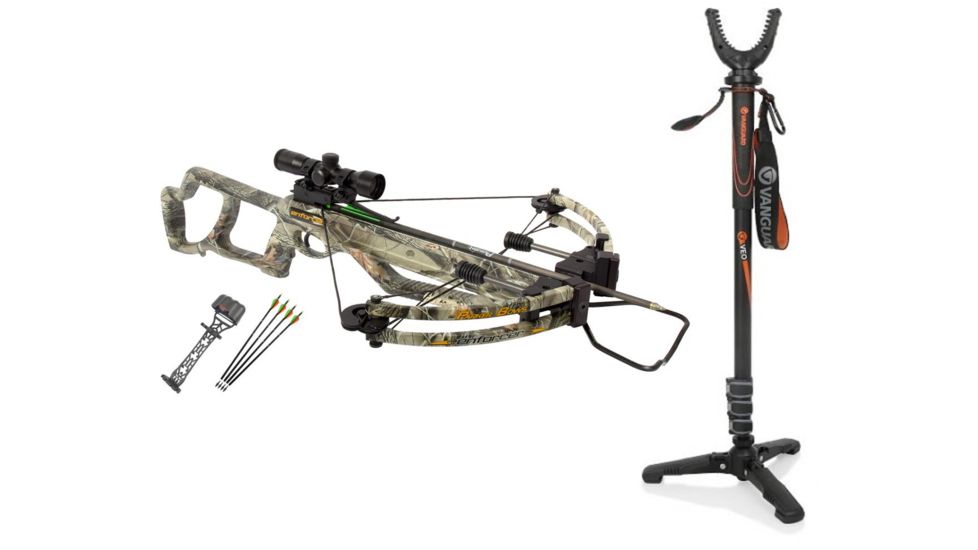 Parker Enforcer Crossbow Pkg., 4X Multi Reticle Scope, X301-MR W/ Vanguard Veo Shooting Stick