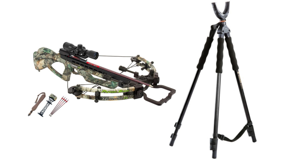 Parker Tornado F4 Crossbow Pkg, 3X Illuminated MR Scope, X121-IR W/ Vanguard Quest Tripod