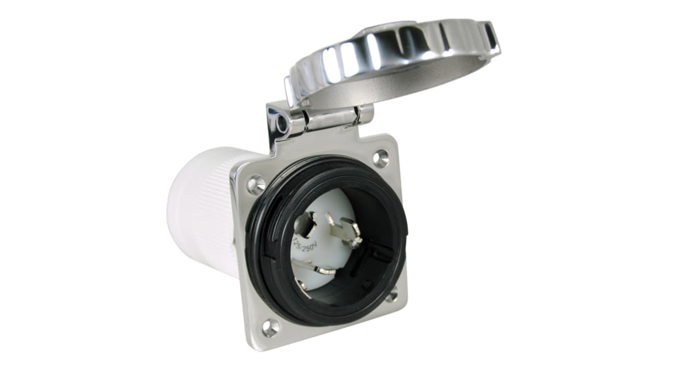 ParkPower Stainless Steel Square Power Inlet 50 Amp, 6373EL-BRV