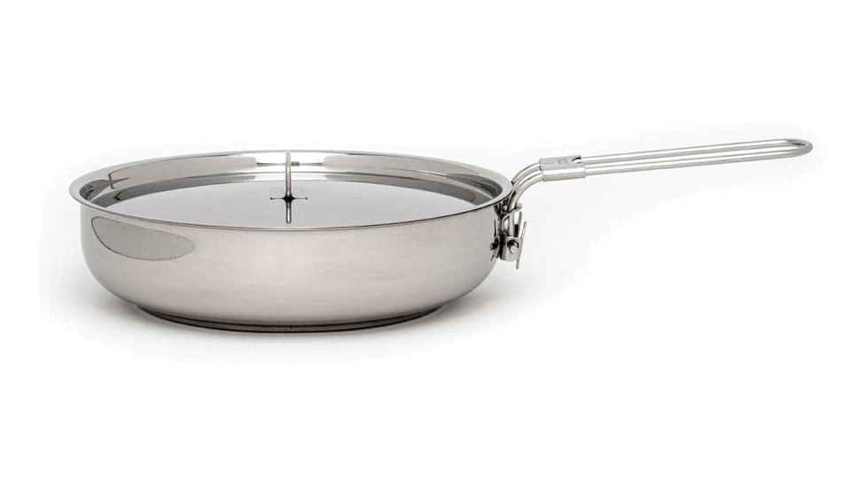 Pathfinder Stainless Steel Folding Skillet and Lid, Locking Folding Handle, SSFPwl
