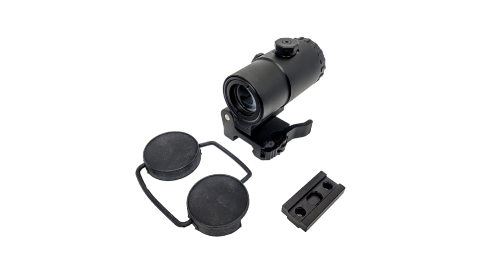 Patriot Optics Collaborare 3X Magnifier W Flip To Side Mount, Matte Black, 3x, PO-M-3XC