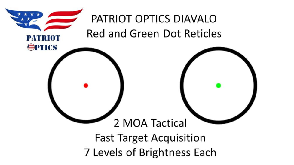 Patriot Optics Diavolo Red/Green Dot Sight, 1x20mm, 2 MOA, PO-RD-D