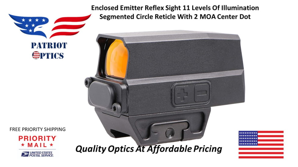 Patriot Optics Response Enclosed Emitter Reflex Sight, Matte Black, 1x, PO-RS-R