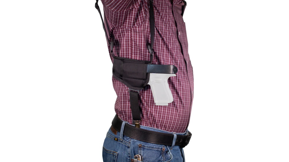 DeSantis Patriot Grd Shoulder Rig Leather Shoulder Holster. Glock 26,27;Taurus G2S,G2C,G3C;S&amp;W,M&amp;P Cpt 9/40,Shield 9/40/45;F/N 503,Ruger Sr9/40 Cpt; Kimber R7 Mako;Walther Pps,Ppsm2,Ccp;S/A Xds 3.3in, Ambidextrous Hand, Black, M99BJE1I0