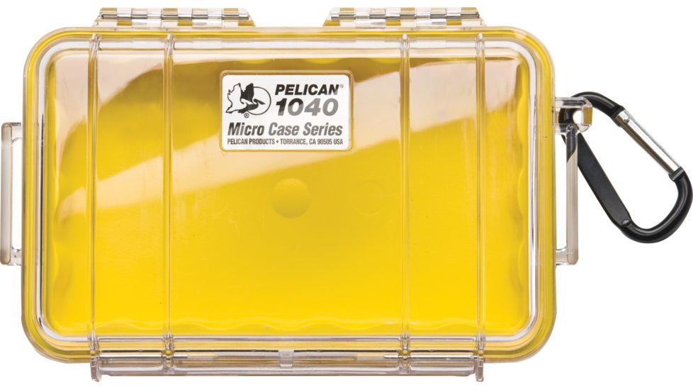 Pelican 1040 Micro Watertight Crushproof Dry Box, 7.50x5.06x2.12in, Clear w/ Yellow Liner, 1040-027-100