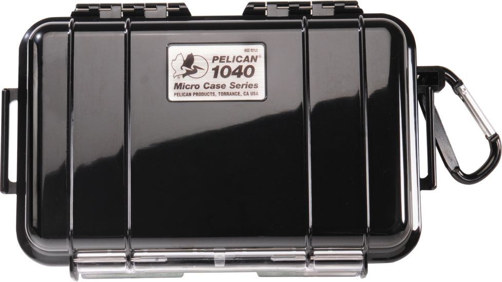 Pelican 1040 Micro Watertight Crushproof Dry Box, 7.50x5.06x2.12in, Solid Black, 1040-025-110