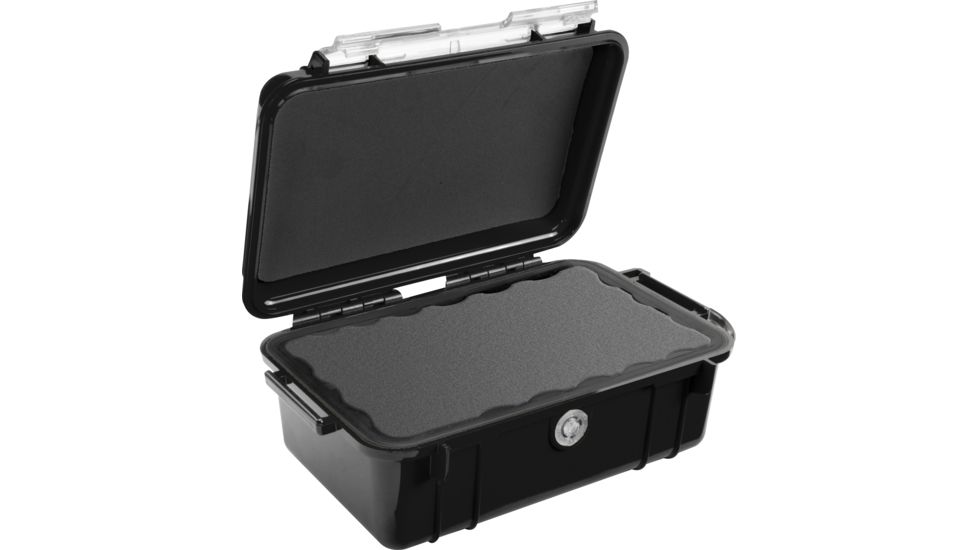 Pelican 1050 Micro Watertight Crushproof Dry Box, 7.50x5.06x3.12in - Solid Black w/Loop