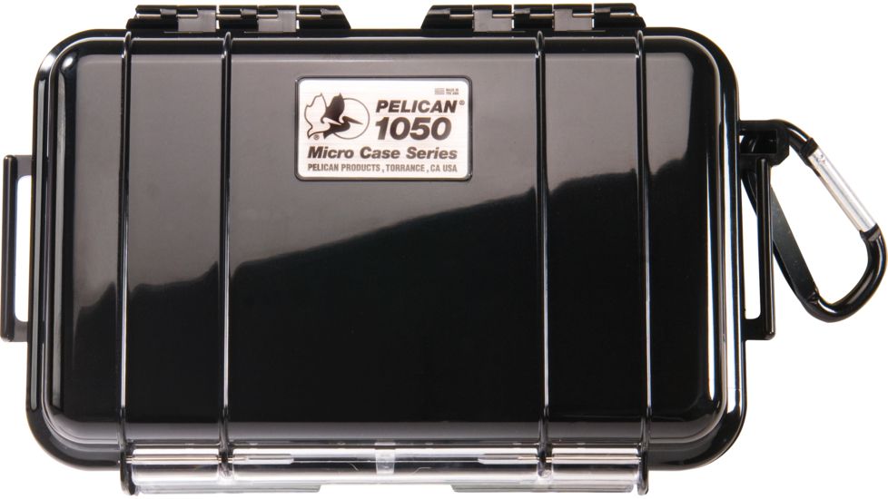 Pelican 1050 Micro Watertight Crushproof Dry Box, 7.50x5.06x3.12in - Solid Black w/Loop