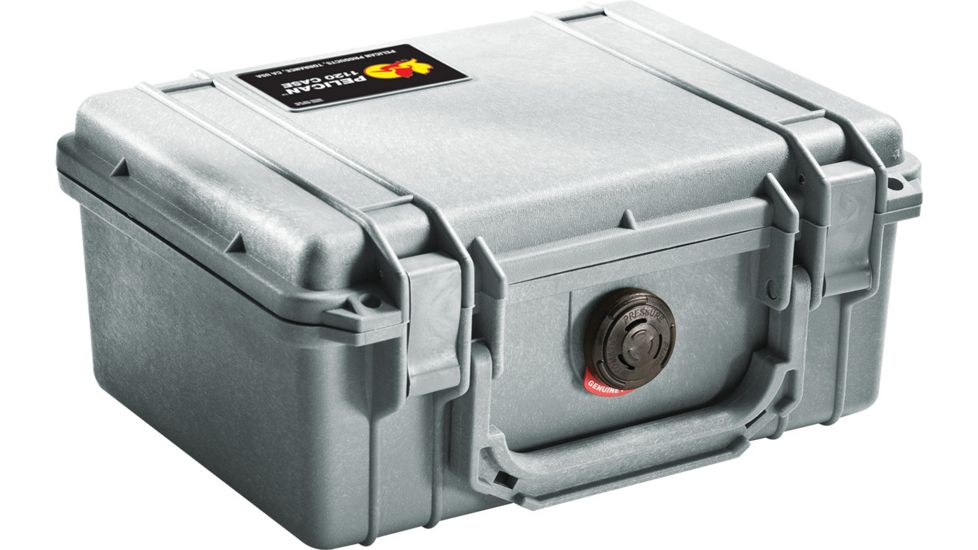 Pelican 1150 Small Protector Case, Crushproof 8.49x5.99x3.75in Dry Box w/No Foam, Silver, 1150-001-180