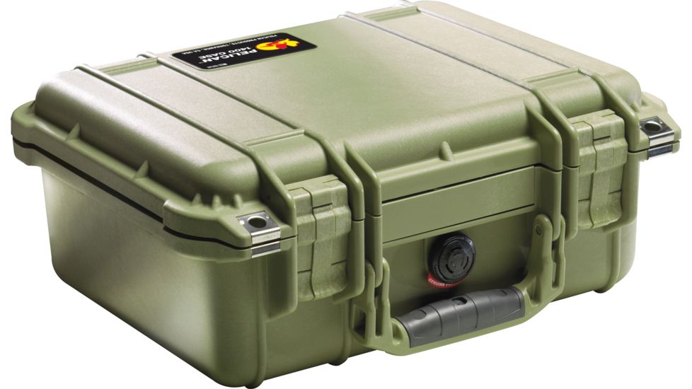 Pelican 1400 Small 13x11x6in Protector Waterproof Carry Case, OD Green, No Foam