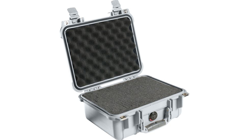 Pelican 1400 Small 13x11x6in Protector Waterproof Carry Case, Silver w/ Foam