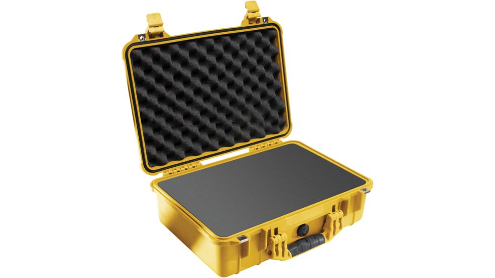 Pelican 1500 Medium Crushproof Dry Case, 18.5x14x7in, Yellow w/ Liner and Foam 1500-000-240