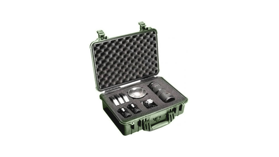 Pelican 1504 Medium Crushproof Dry Case, 18.5x14x7in, OD Green w/ Liner and Dividers