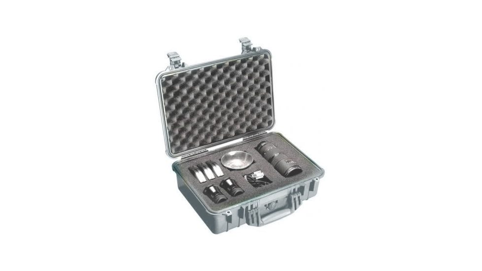 Pelican 1504 Medium Crushproof Dry Case, 18.5x14x7in, Silver w/ Liner and Dividers