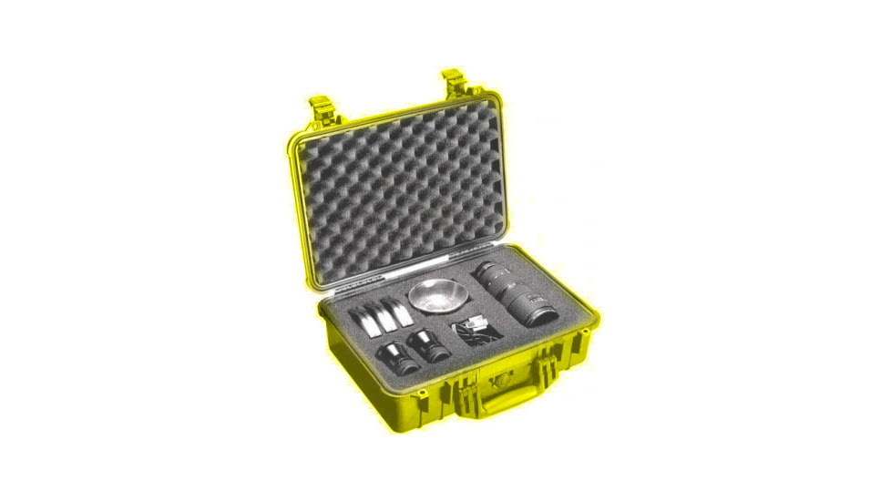 Pelican 1504 Medium Crushproof Dry Case, 18.5x14x7in, Yellow w/ Liner and Dividers