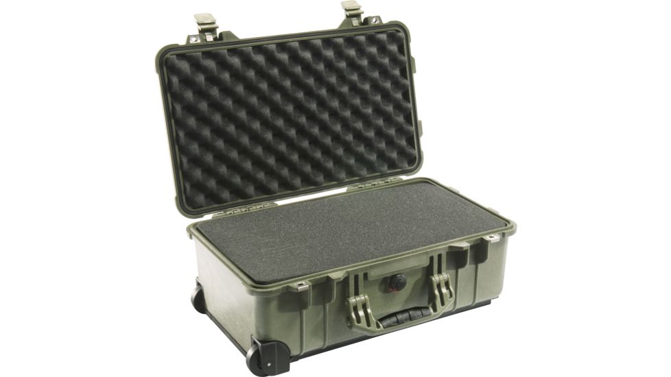 Pelican 1510 Carry On 22x13x9in Wheeled Protector Case, OD Green w/ Foam 1510-000-130