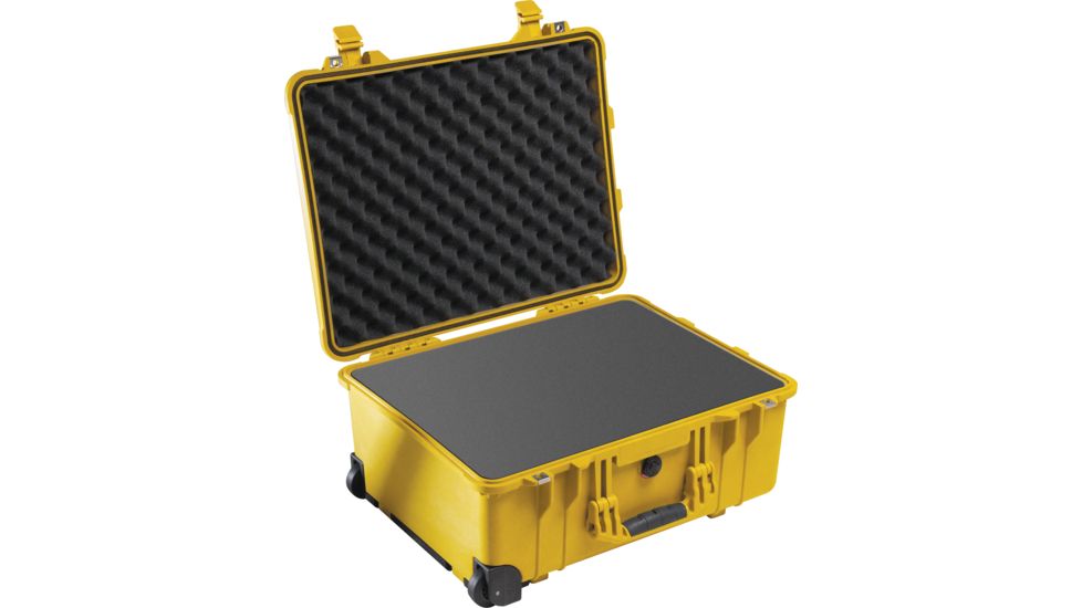 Pelican 1560 Large Crushproof Wheeled Dry Box, 22x18x10.4in, Large Yellow Case 1560 w/ Foam