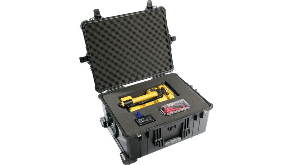 Pelican 1610 Waterproof 25x20x12in Transport Case, Black w/Wheels, Foam